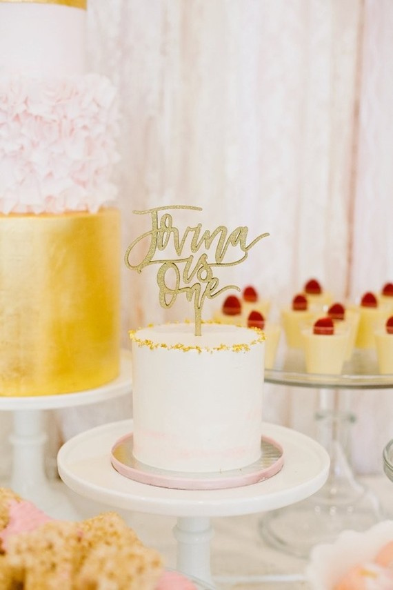 pink and gold dessert table