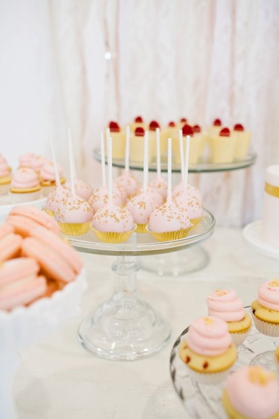 pink and gold dessert table