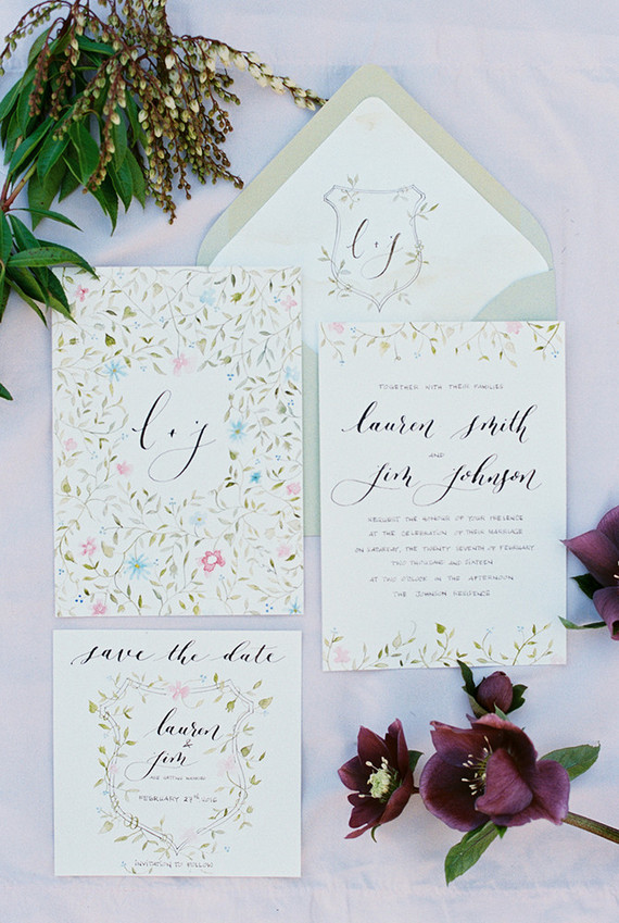 Floral wedding invitation