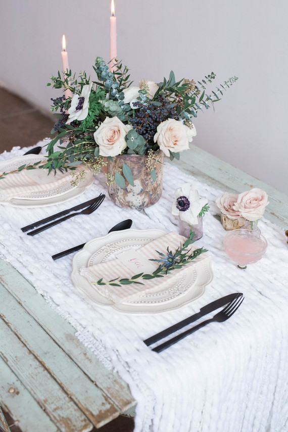 Blush vintage place setting