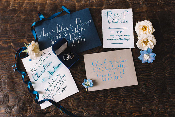 Blue spring wedding invitation