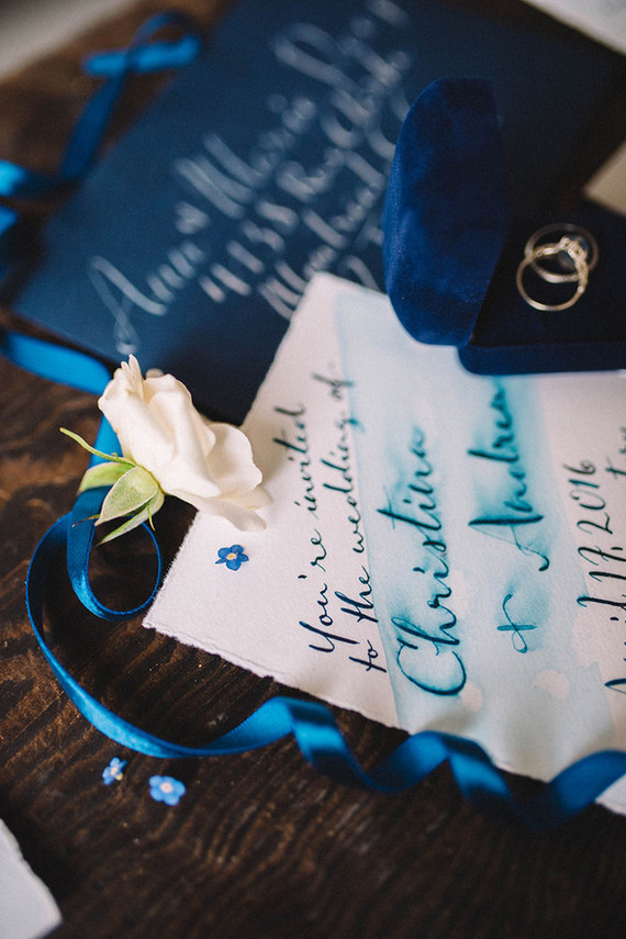 Blue spring wedding invitation