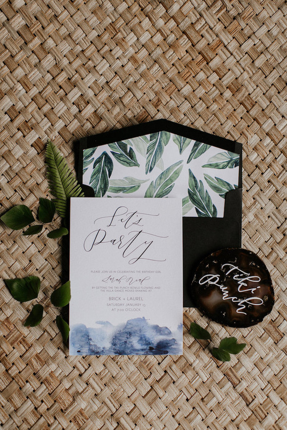 Tiki birthday party invitation