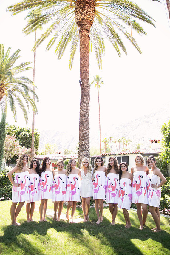 Flamingo bridesmaids