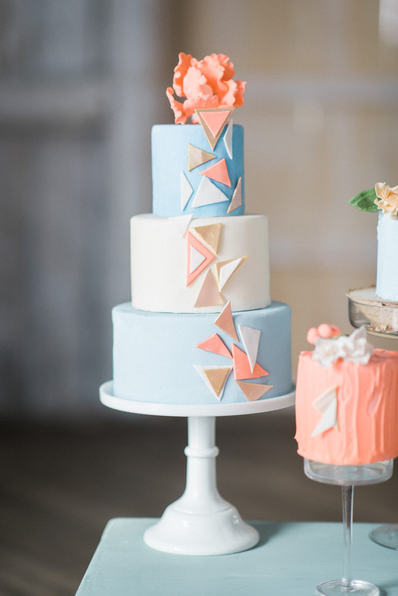 Modern geometric cake display