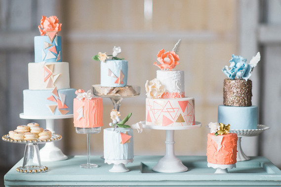 Modern geometric cake display