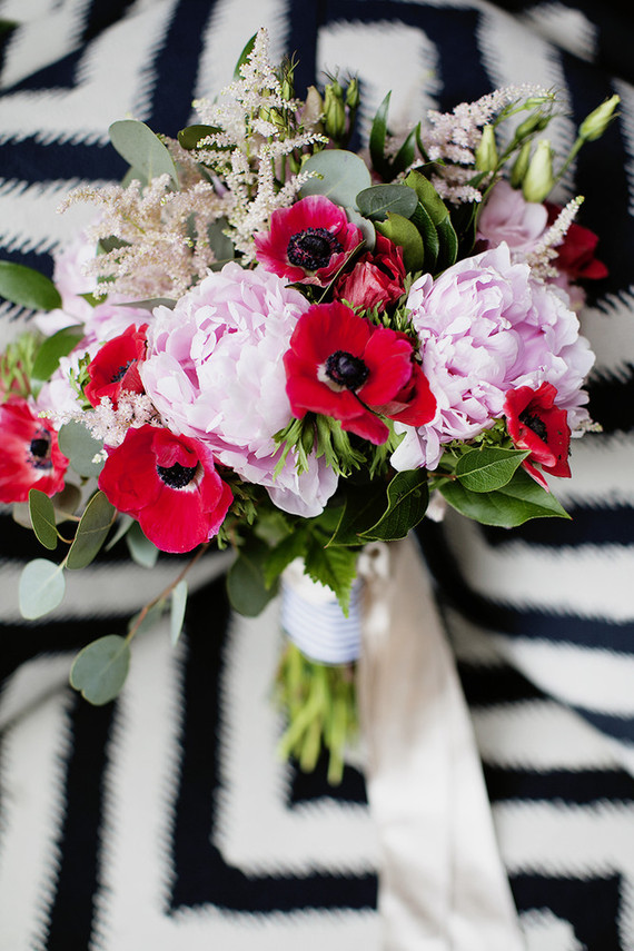 Red anemone bridal bouquet