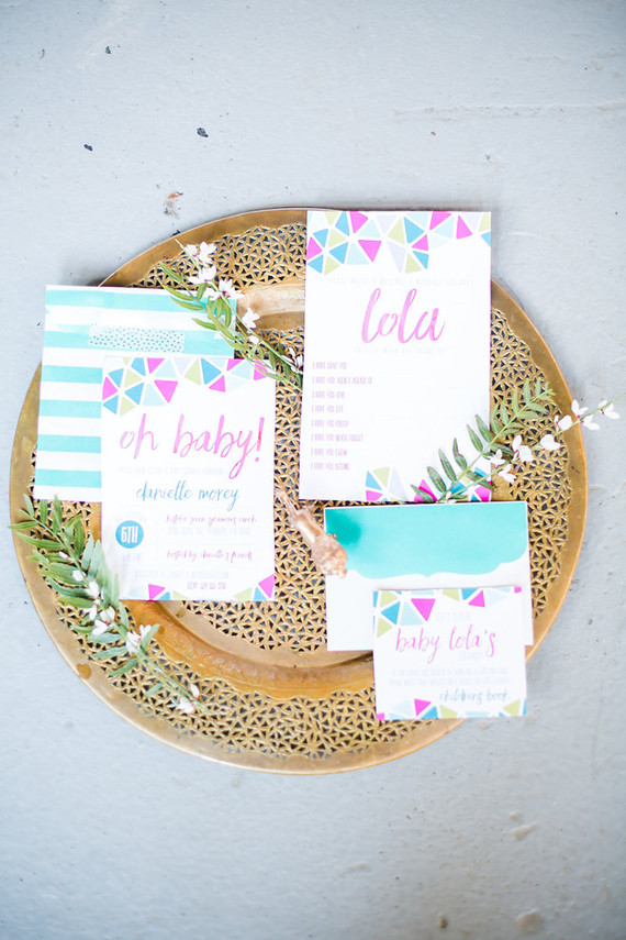 bright modern baby shower invites