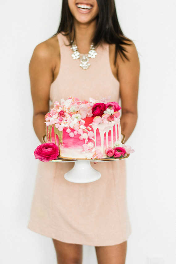 Pink wedding cake