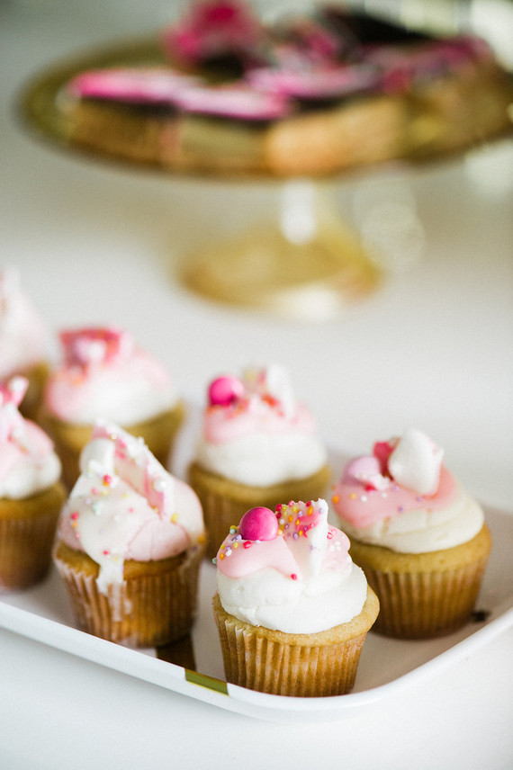 Pink and gold dessert table