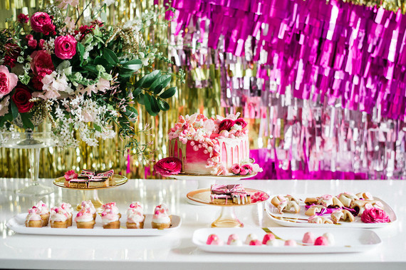 Pink and gold dessert table