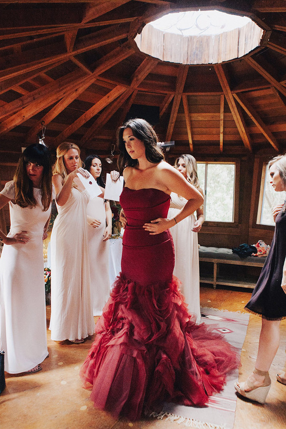 Red Vera Wang wedding dress