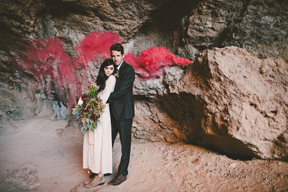 Smoke bomb wedding portraits
