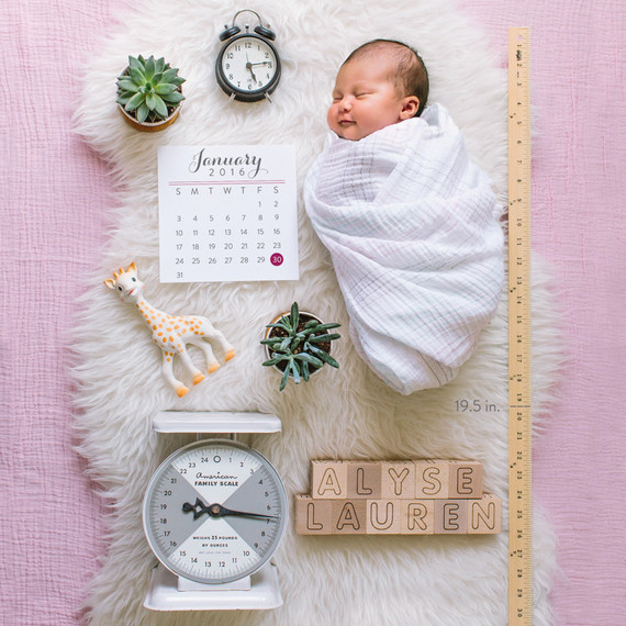baby girl newborn photo announcement
