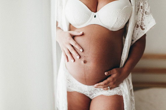 all white boudoir maternity photos