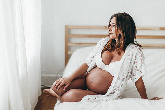all white boudoir maternity photos