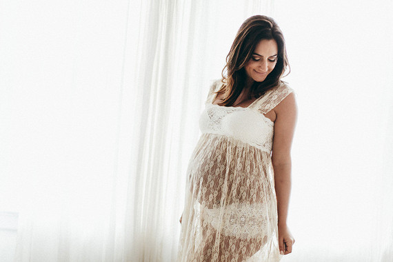 all white boudoir maternity photos