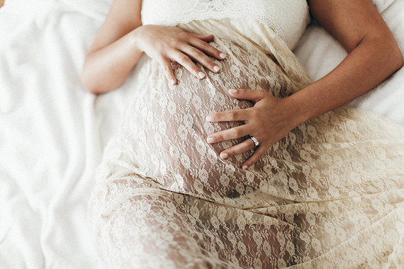 all white boudoir maternity photos