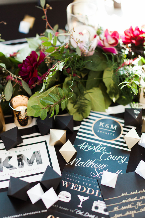 Black and white wedding stationery