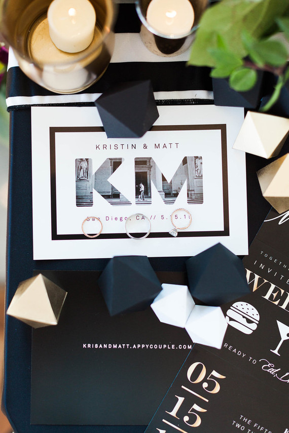 Black and white wedding stationery
