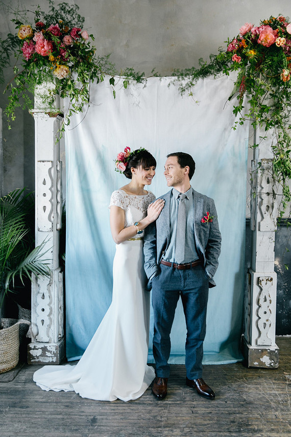 Blue ombre ceremony backdrop