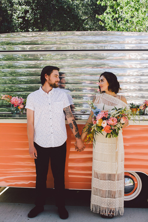 Bohemian knit wedding dress