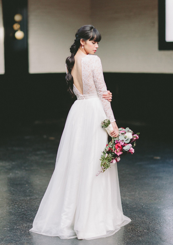 Modern ponytail wedding hairstyle