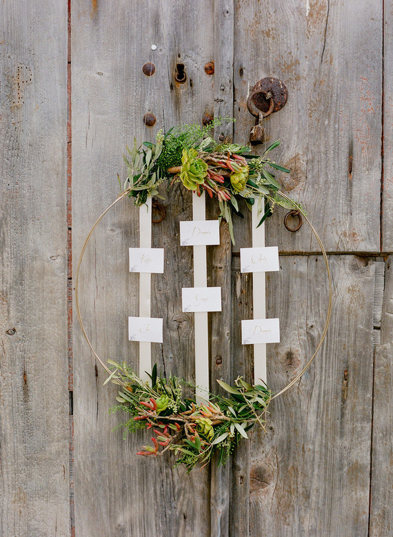 Wreath escort card display Inspiration