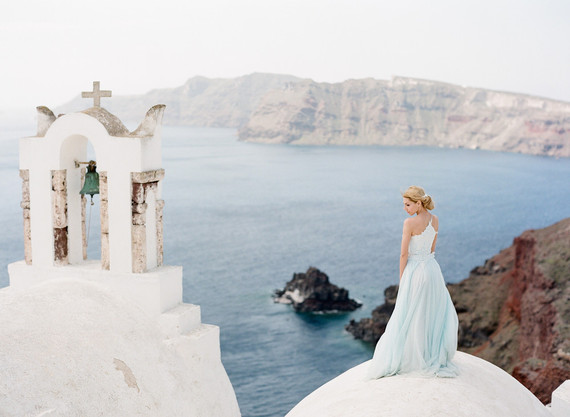 Pale blue wedding dress