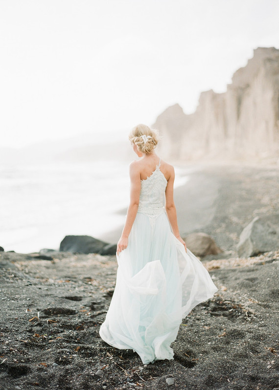 Pale blue wedding dress