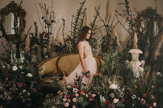 Blush lace wedding gown