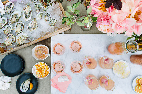 Rose and oysters party with Crate and Barrel and 100 Layer Cake Inspiration