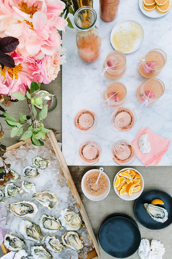 Rose and oysters party with Crate and Barrel and 100 Layer Cake Inspiration