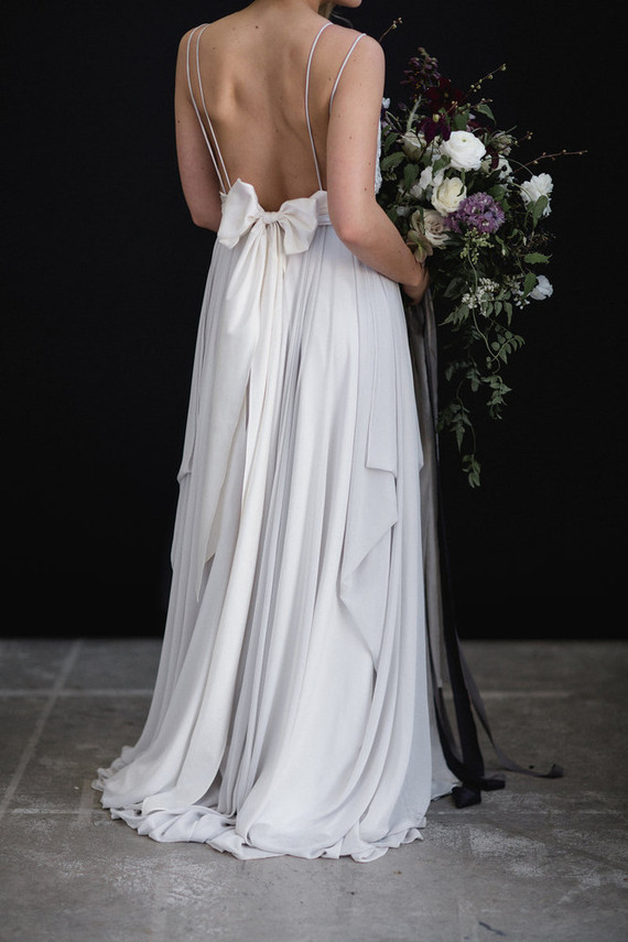 Pale grey bridal gown