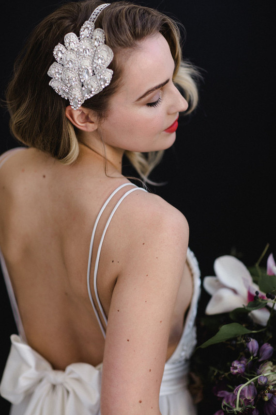 Pale grey bridal gown