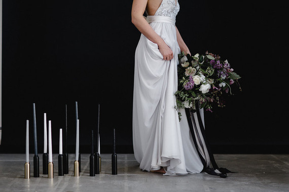 Pale grey bridal gown