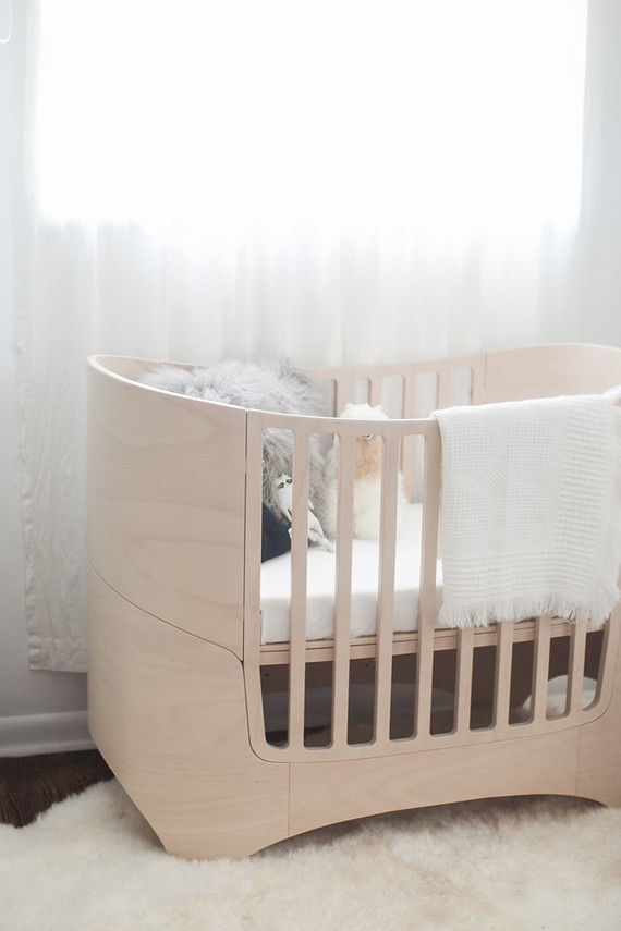 white and wood bohemian modern nursery Inspiration