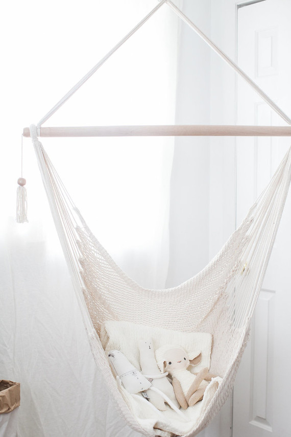 all white bohemian modern nursery Inspiration