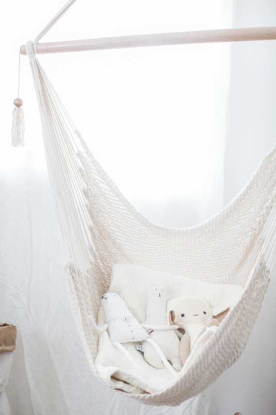 all white bohemian modern nursery Inspiration