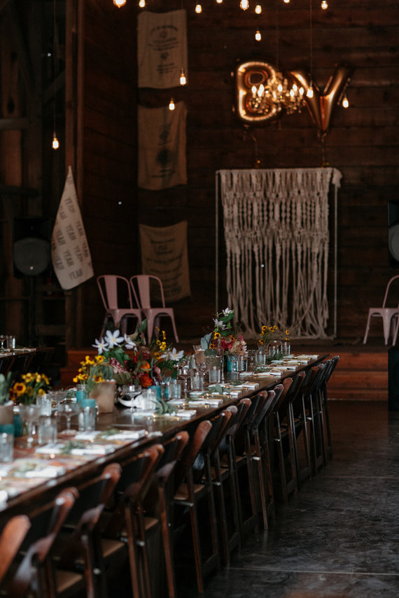 Barn wedding reception