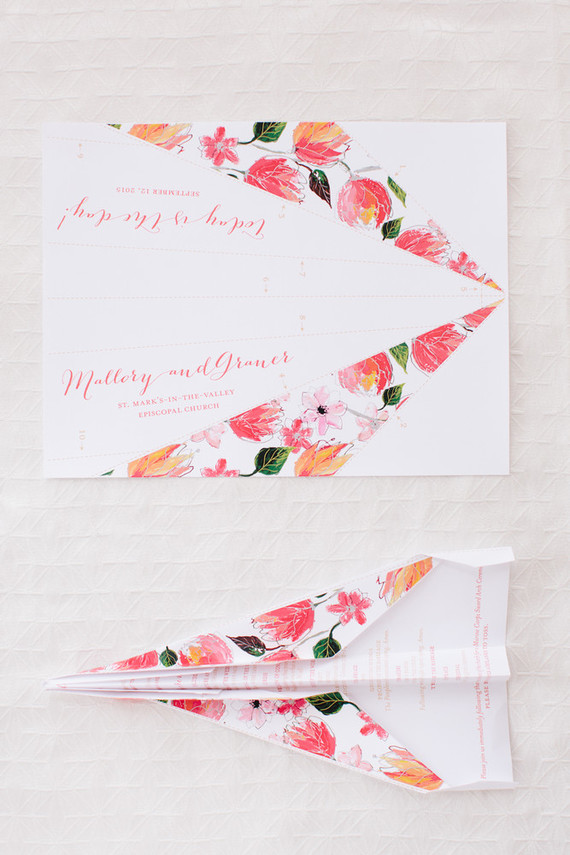 Paper airplane wedding programs