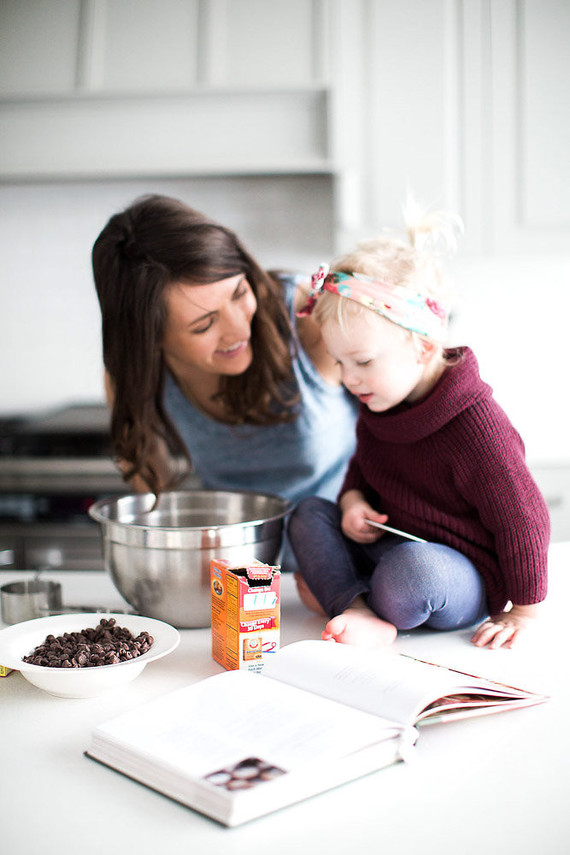 mother daughter baking session at home