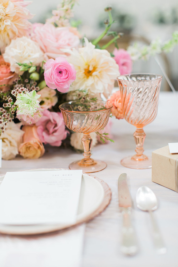 Peachy pink wedding decor