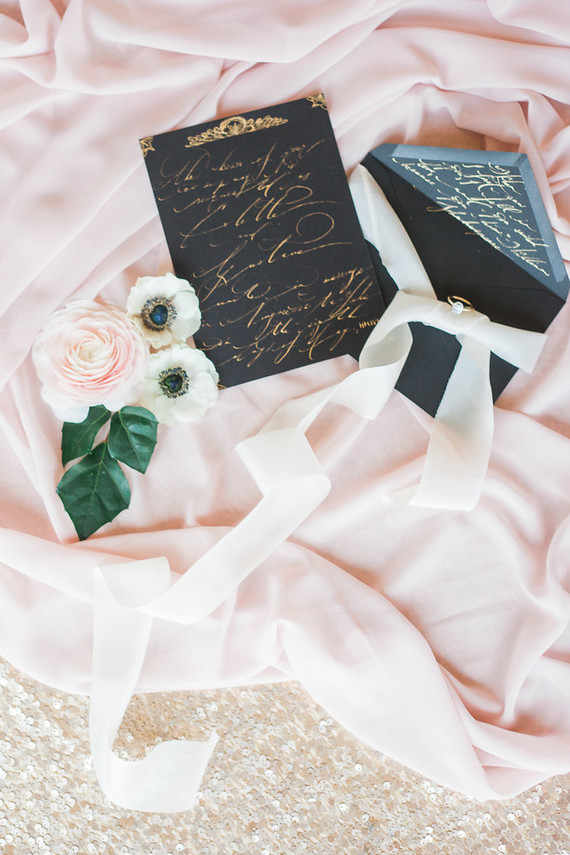 Black and gold wedding invitations