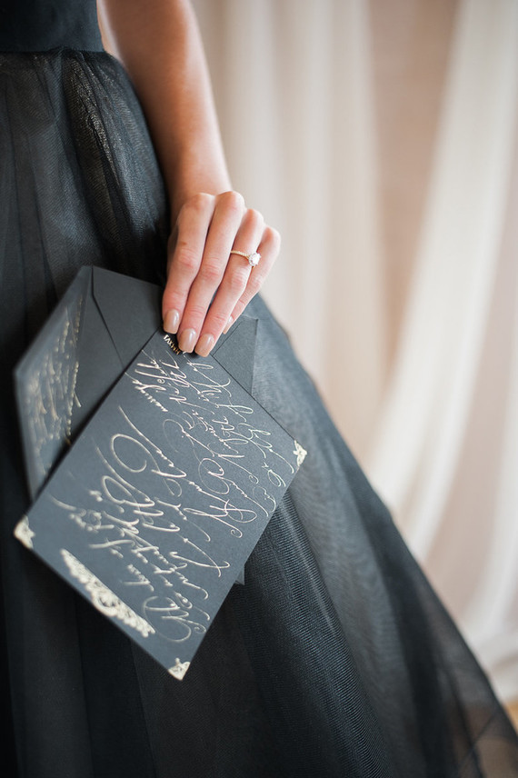 Black and gold wedding invitations