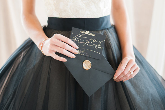 Black and gold wedding invitations