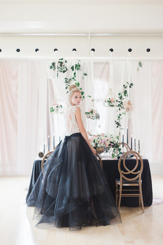 Black and white wedding dress