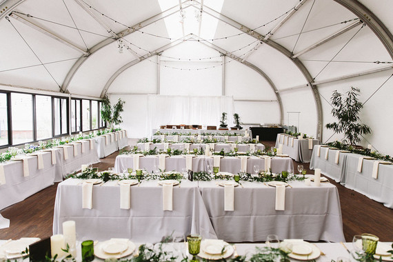 Green and white wedding decor