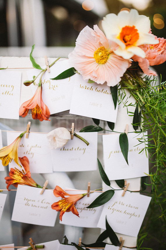 Floral escort cards