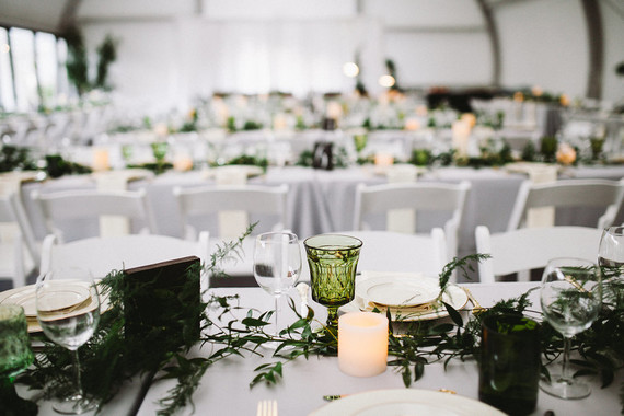 Green and white wedding decor